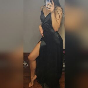 Elegant Black Satin Evening Dress